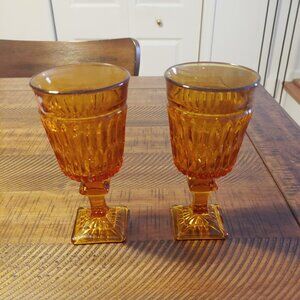 Mt Vernon Amber Wine Glass by Indiana Glass, Vintage, Excellent Condition